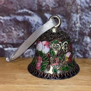 Cloisonné Enameled Ornament Molded Coppe Bell with Fruit And Flowers NYCO